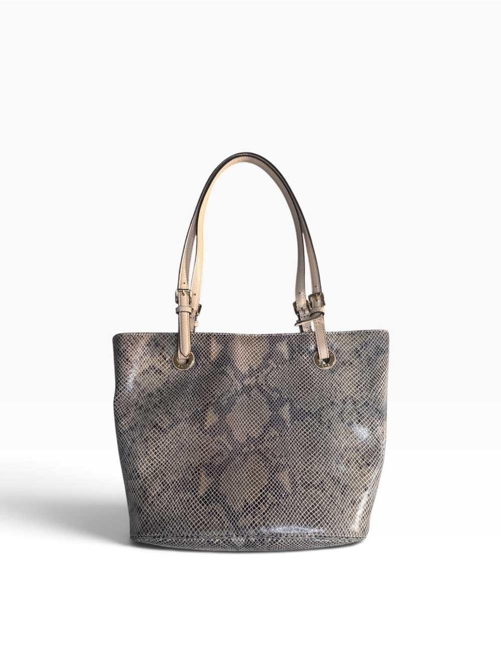 Michael Kors Taupe and Beige Snake-Print Tote